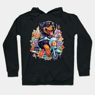 A cute t-shirt design featuring a Rottweiler Dog on a scooter Hoodie